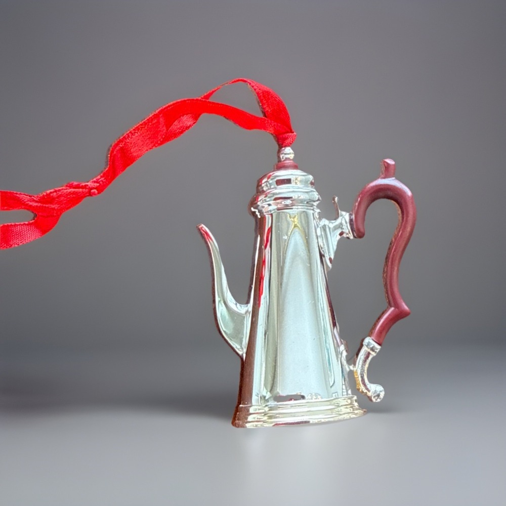 Lenox Williamsburg Silver Plated Teapot  Christmas‎ Ornament 1995 No Box Read